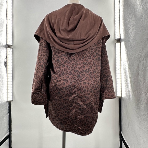 Sackables Reversible Leopard Print Raincoat M chocolate brown 80s 90s packable - Picture 13 of 16